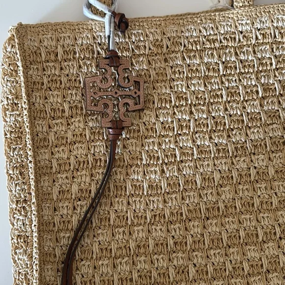 NWT , Tory Burch iced latte / pound cake straw Tote bag - Picture 8 of 12